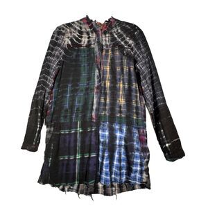 Burning Torch Dress Womens Large Multicolor Plaid Recycled Shirt Dress‎ Grunge